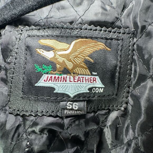 Black BIG & TALL Jamin Leather Jacket Size 56 w/ Zip-out Thermal Liner Striped - Picture 5 of 16